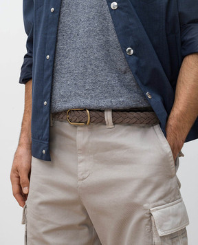 Brunello Cucinelli Gray suede belt with weaving MAURP333