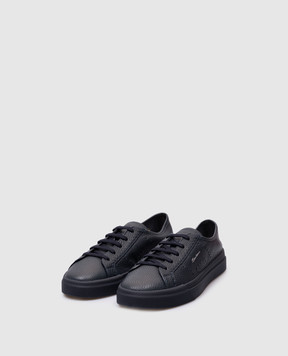 Santoni Blue leather sneakers MBGT22063OCNTMIA