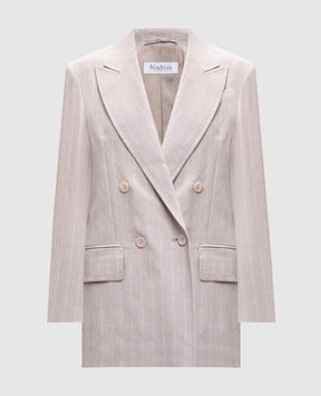 Max Mara GERLA beige double-breasted striped linen jacket GERLA