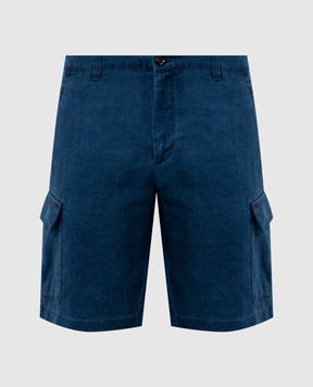 MooRER ARON blue linen cargo shorts ARONCUN