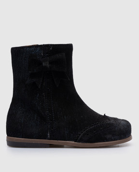 Zecchino D'oro Children's black suede boots with a bow N101631722