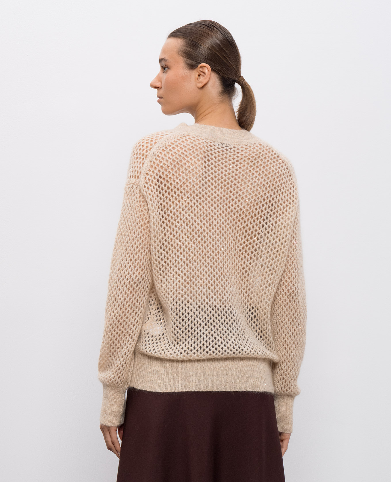 

Beige openwork sweater with wool Brunello Cucinelli