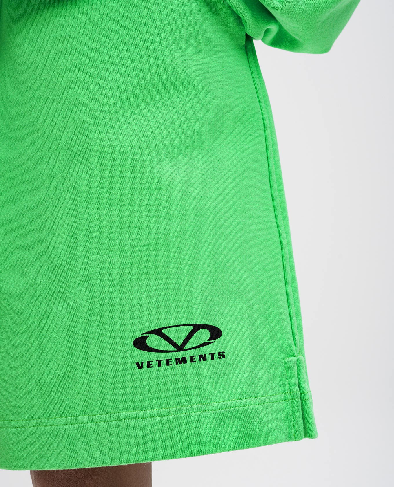 

Green shorts with logo print Vetements
