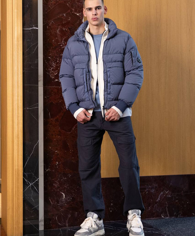 C.P. Company - Blue Nycra-R down jacket with logo patch C.P. Company - Blue Nycra-R down jacket with logo patch