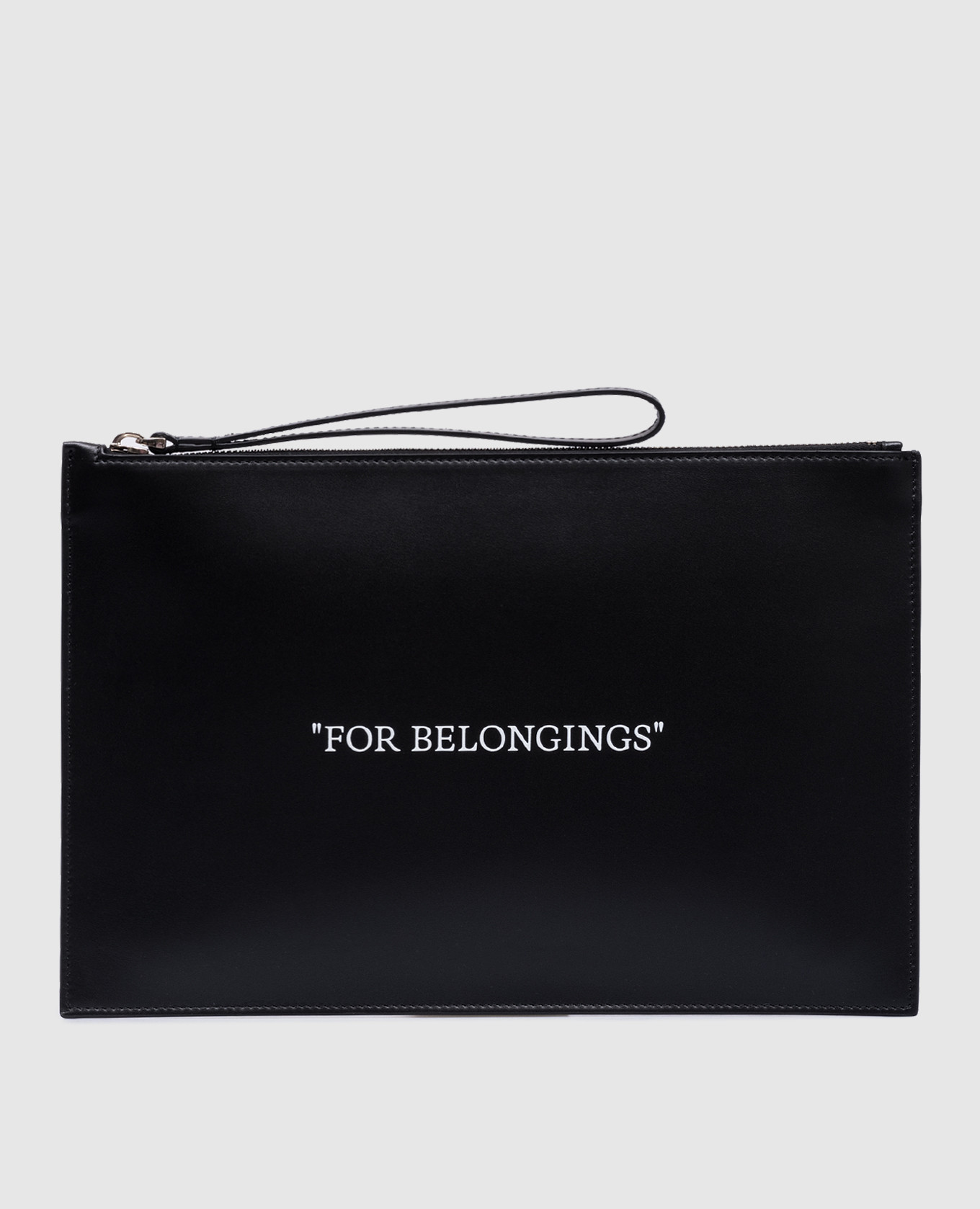 

Black leather clutch with inscription Off-White