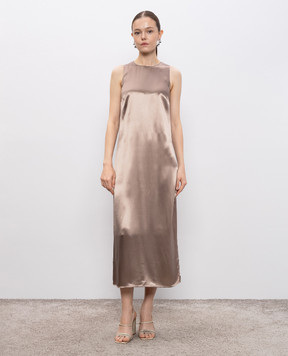 Peserico Beige midi dress with monil chain A02441D01514
