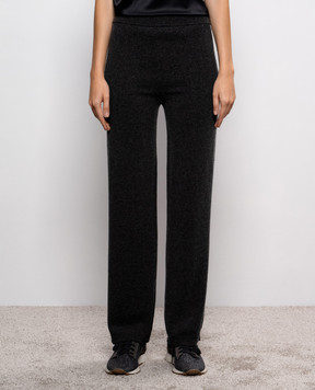 Peserico Grey wool, silk and cashmere sweatpants with monil chain S94107F1209283