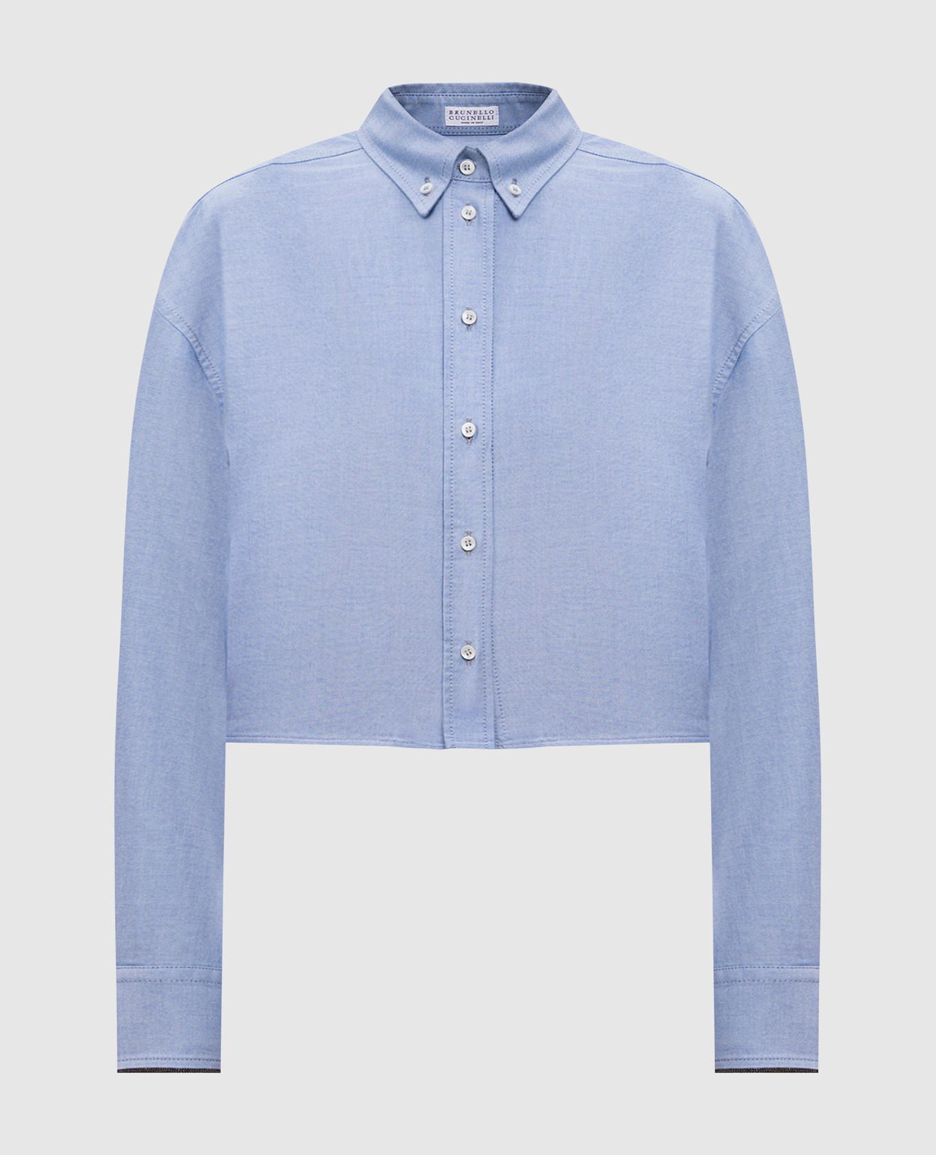

Blue cropped shirt with monil chain Brunello Cucinelli, Light blue
