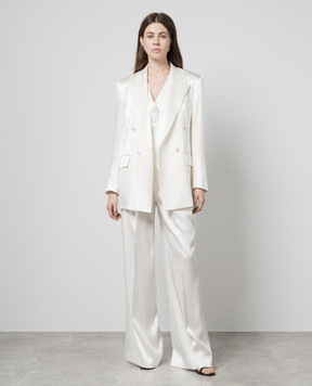 Jacob Lee White double-breasted silk jacket WSB047SS241SSPW