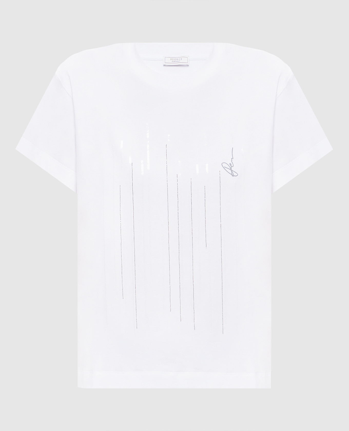 White T-shirt with a monil chain Peserico