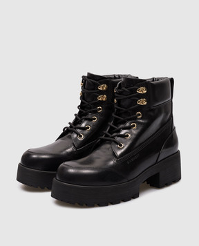Givenchy Black leather Trekker boots with logo BE604TE292