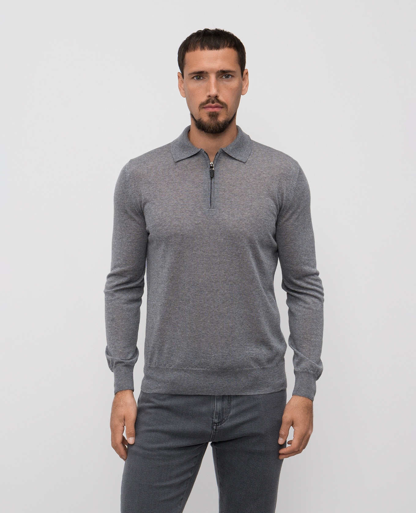 

Grey melange wool polo shirt Canali