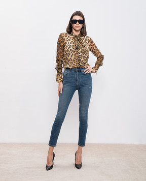 Dolce&Gabbana Blue skinny jeans with distressed effect and logo FTC67DG8LX4