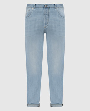 Brunello Cucinelli Blue jeans with logo patch M0Z37D3210
