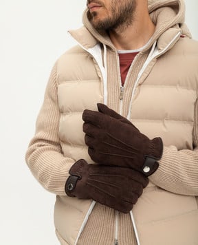 Brunello Cucinelli Brown suede gloves MPMLV93608