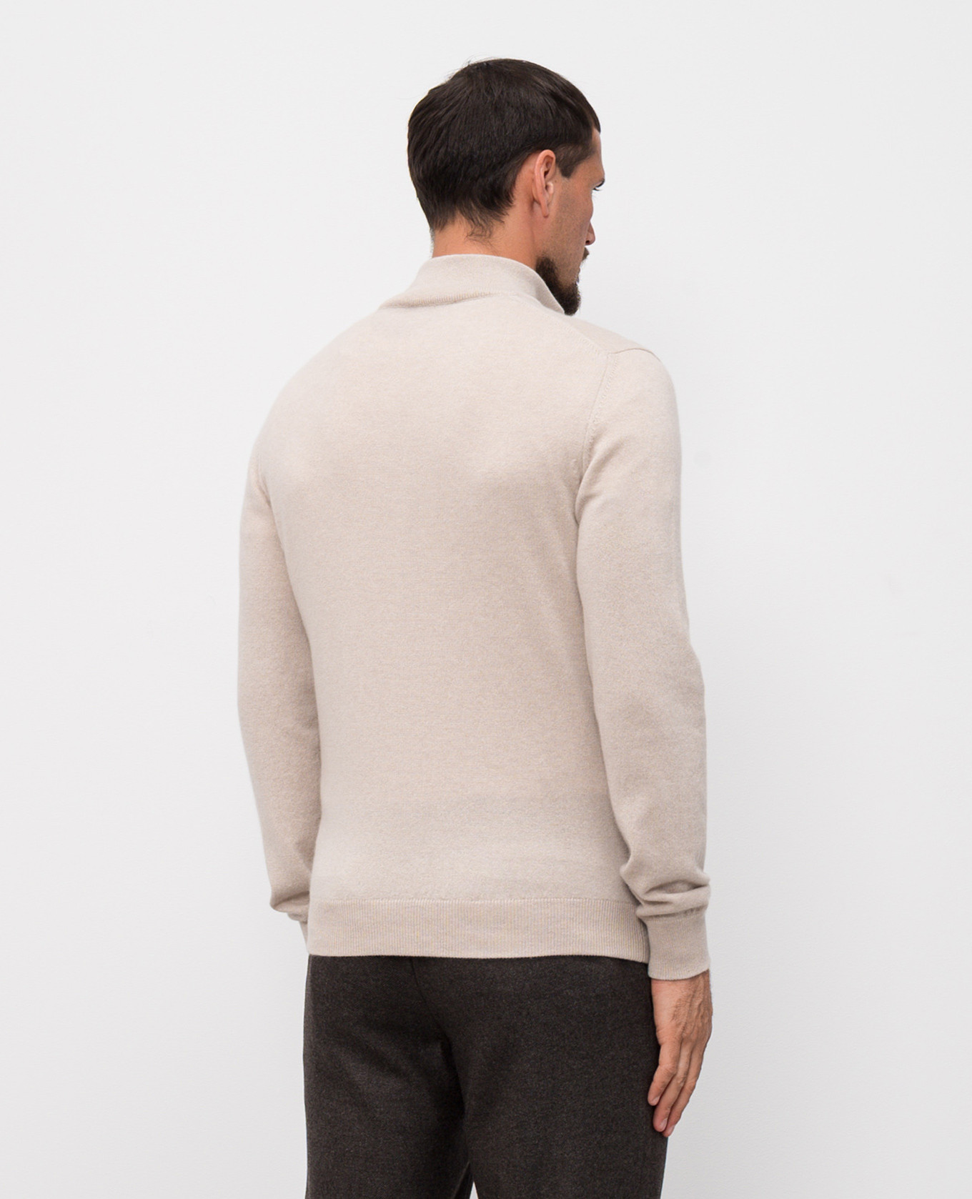 

Beige cashmere sweater with logo Enrico Mandelli