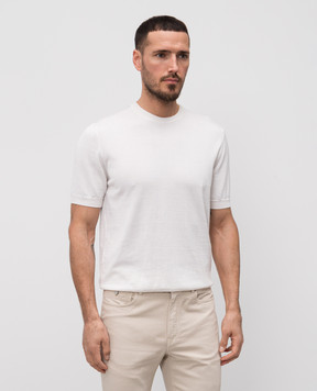Cashmere&Whiskey White T-shirt with silk and cashmere FS03