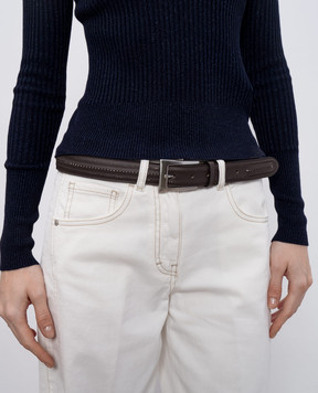 Peserico Brown leather belt with perforation A32591C0CC619