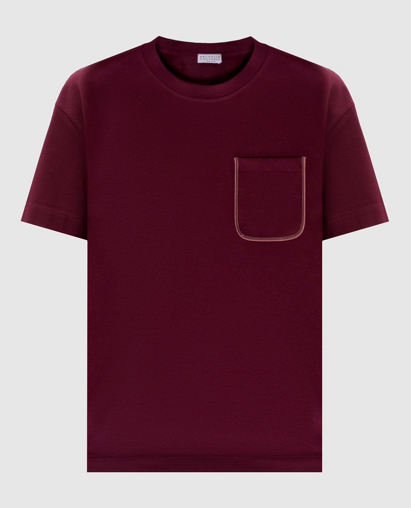 

Burgundy T-shirt with monil chain Brunello Cucinelli