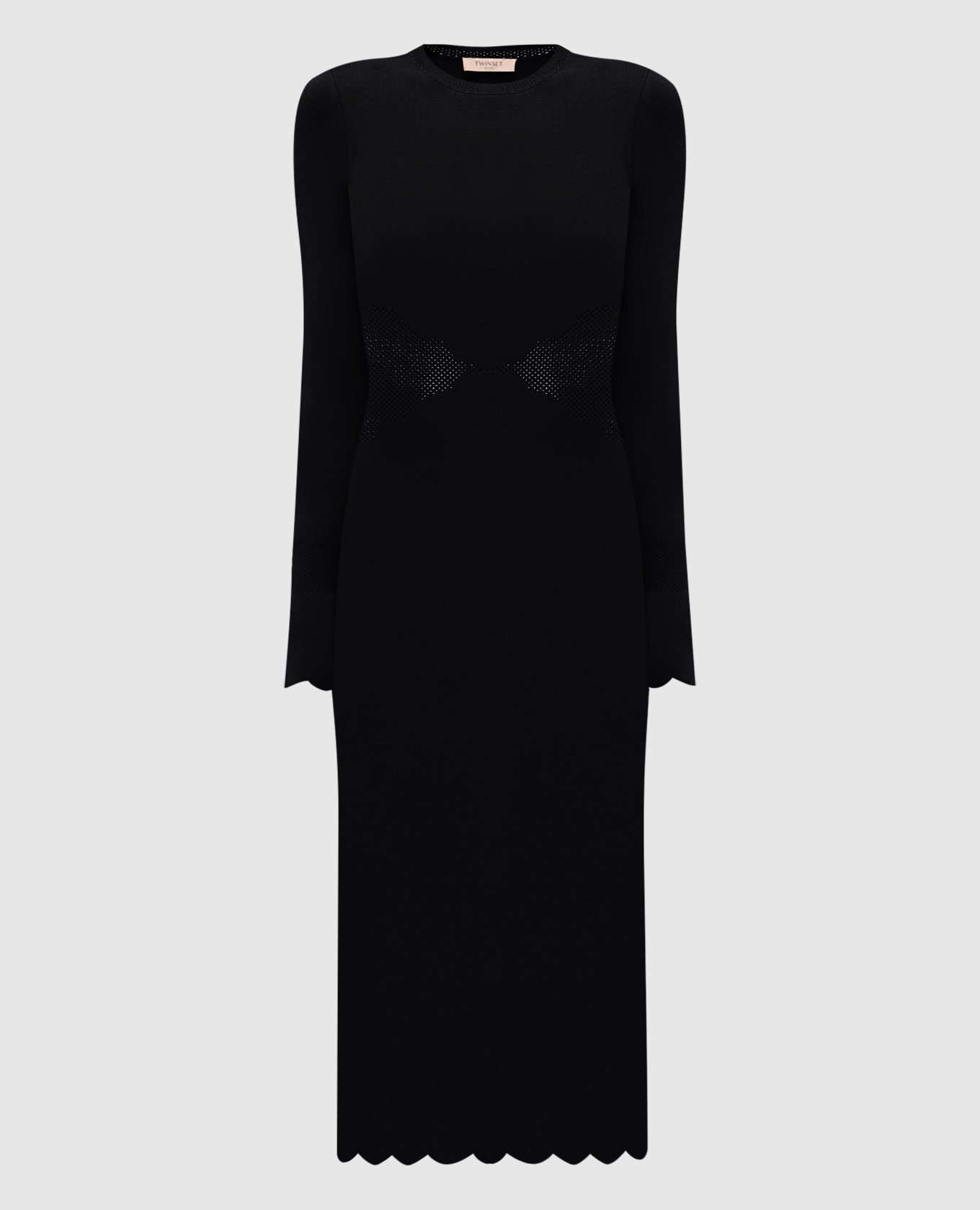 Black midi dress with logo Twinset