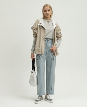 Brunello Cucinelli Blue cargo pants with monil chain ML180P8561