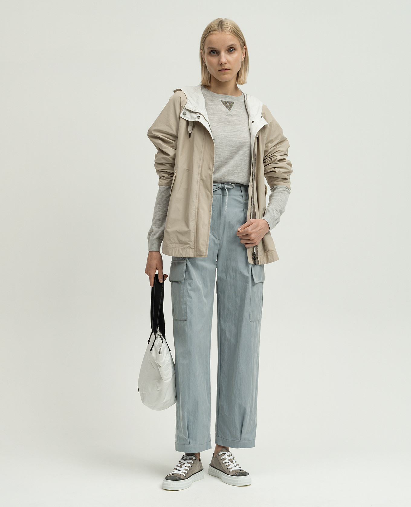 

Blue cargo pants with monil chain Brunello Cucinelli, Light blue