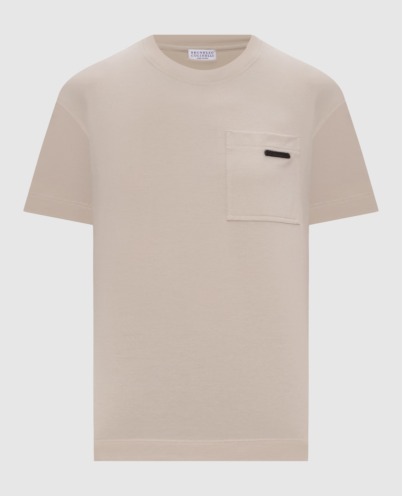 Beige T-shirt with monil chain Brunello Cucinelli