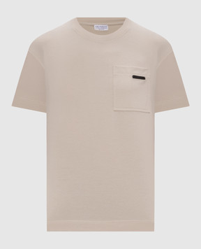 Brunello Cucinelli Beige T-shirt with monil chain MPT81EC710