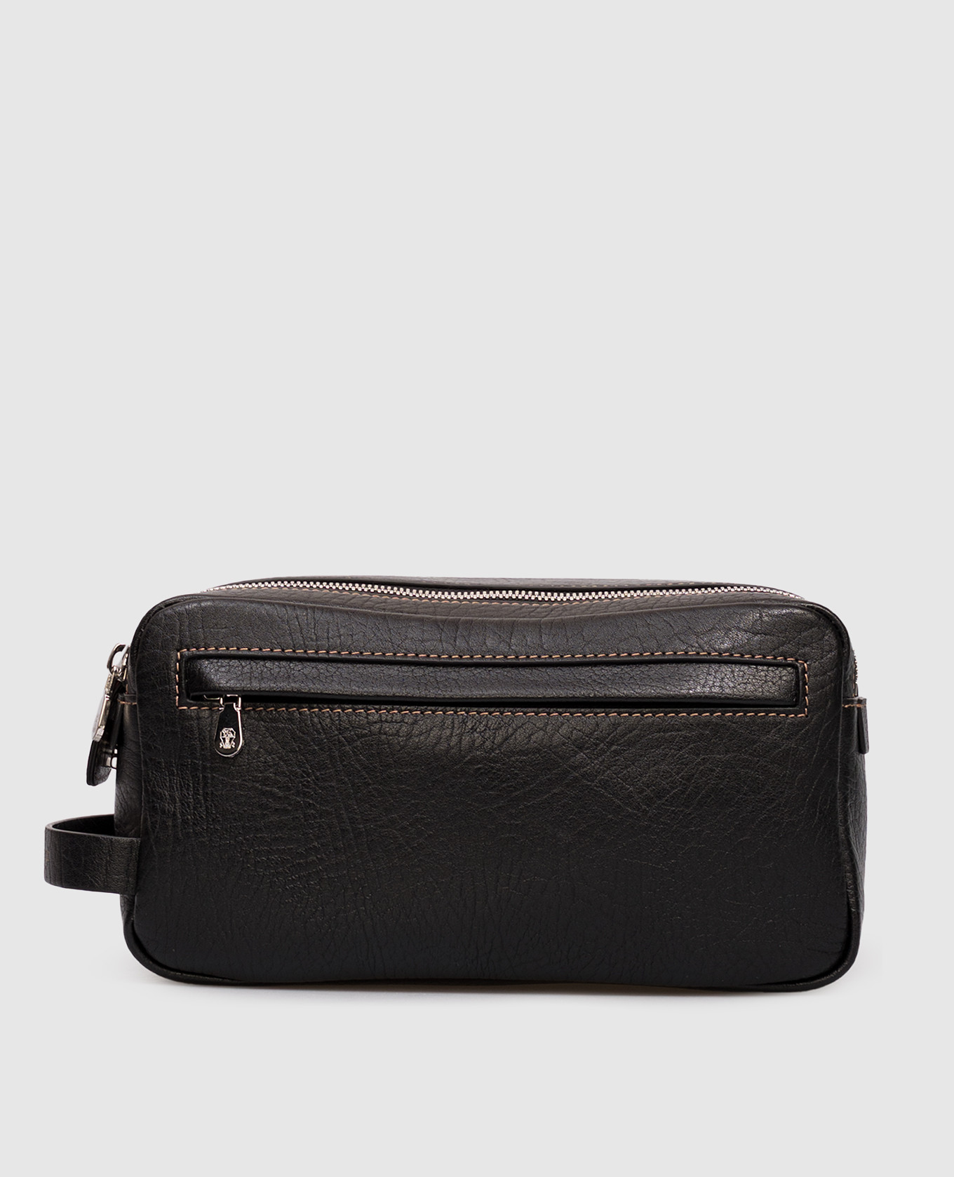 

Black leather toiletry bag with logo Brunello Cucinelli