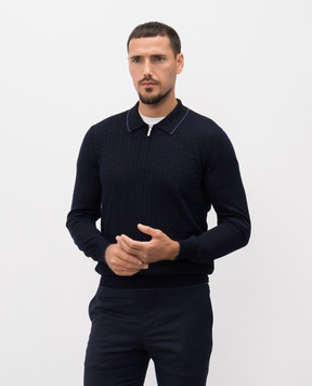 Bertolo Cashmere Blue wool and silk polo shirt 902519002532