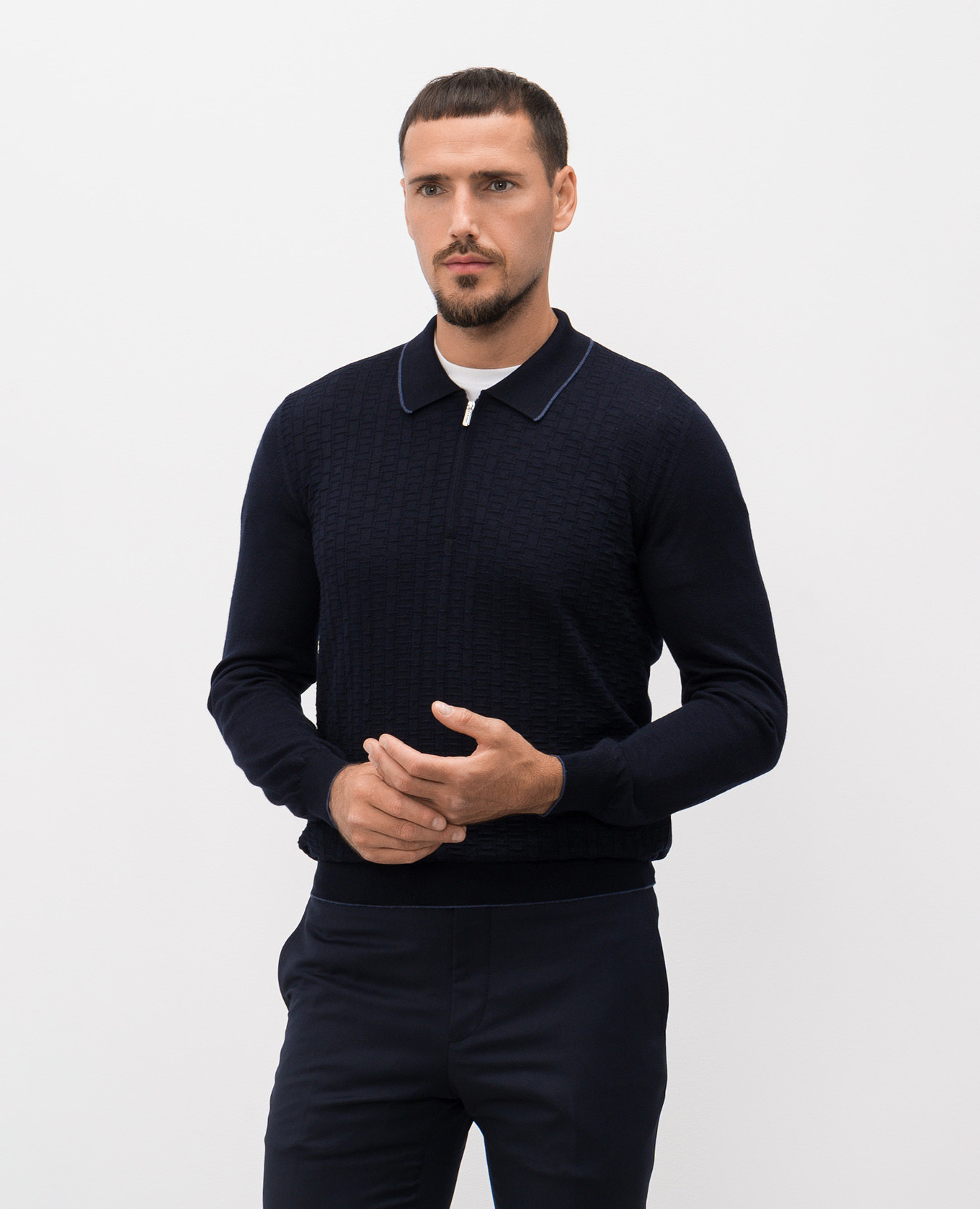 

Blue wool and silk polo shirt Bertolo Cashmere