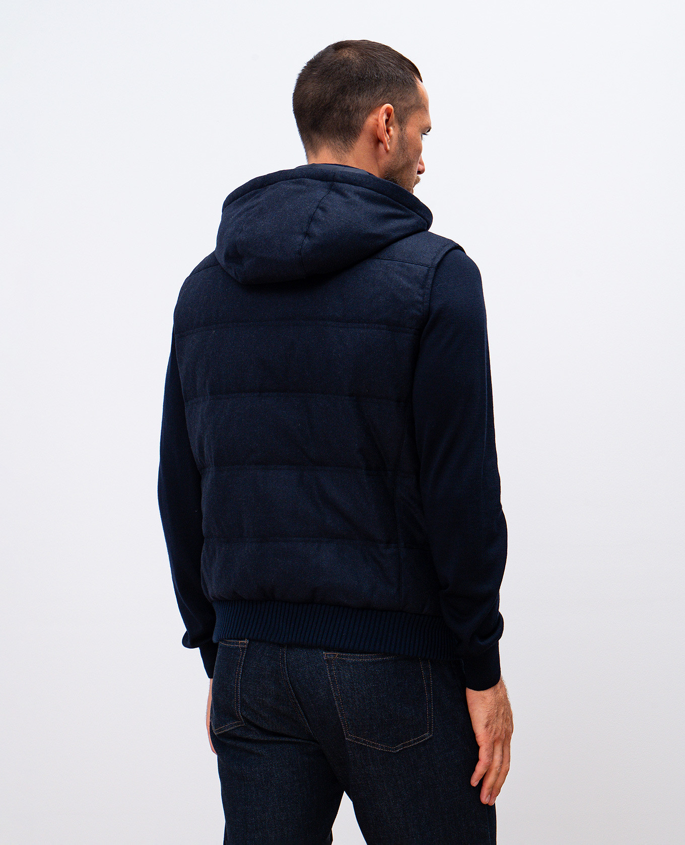Blue down vest made of wool and cashmere Enrico Mandelli 4