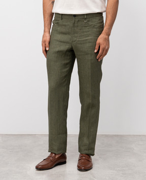 Stefano Ricci Green linen pants M1T22JEL00L0005Q
