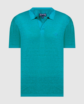Vilebrequin Green linen t-shirt with logo embroidery PYRE9O00