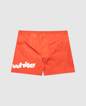 Off-White Kids' orange swim shorts with logo print OBFA001S25FAB001
