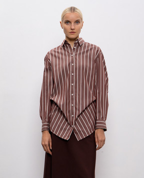 Brunello Cucinelli Brown striped silk blouse MP752ND806