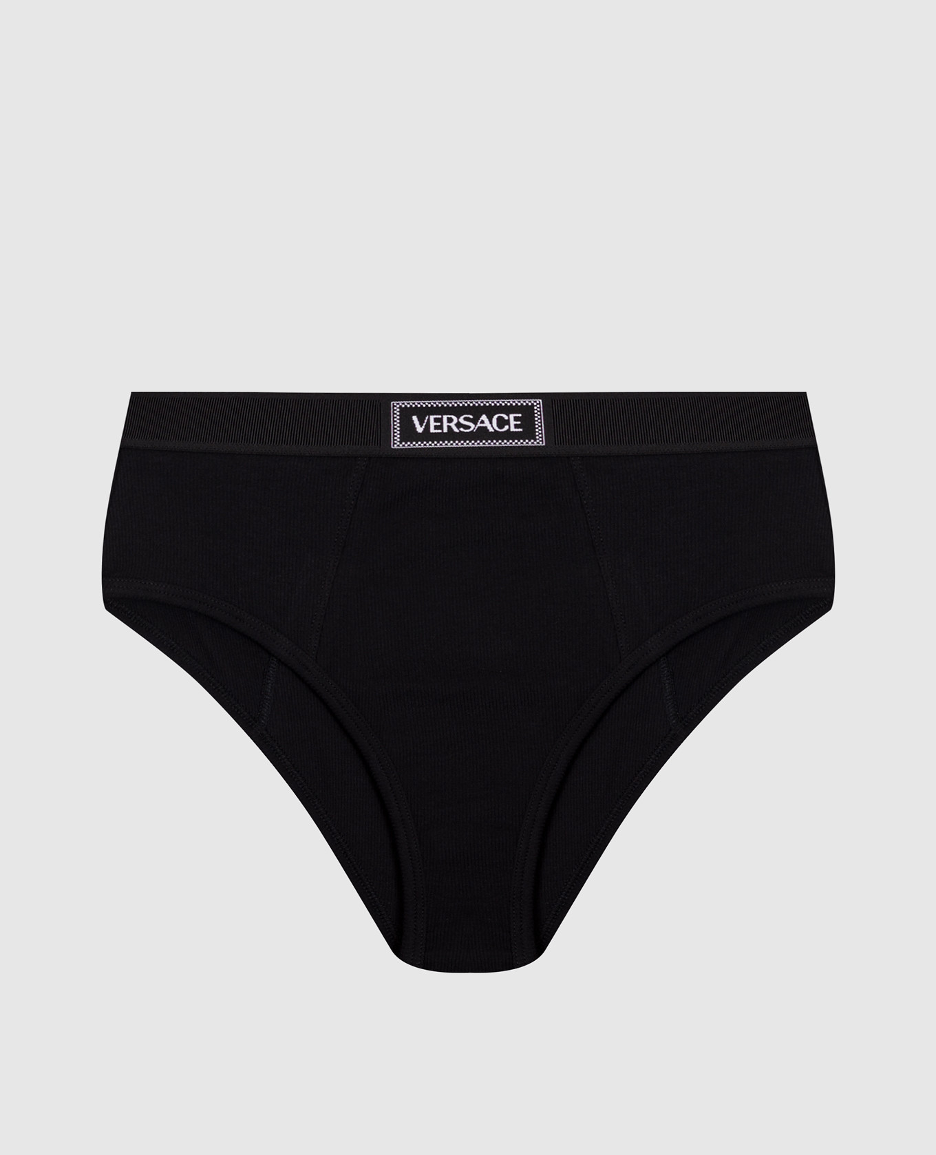 

Black high-rise ribbed panties with logo Versace