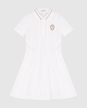 Brunello Cucinelli Children's white polo dress with logo patch BL944A319A