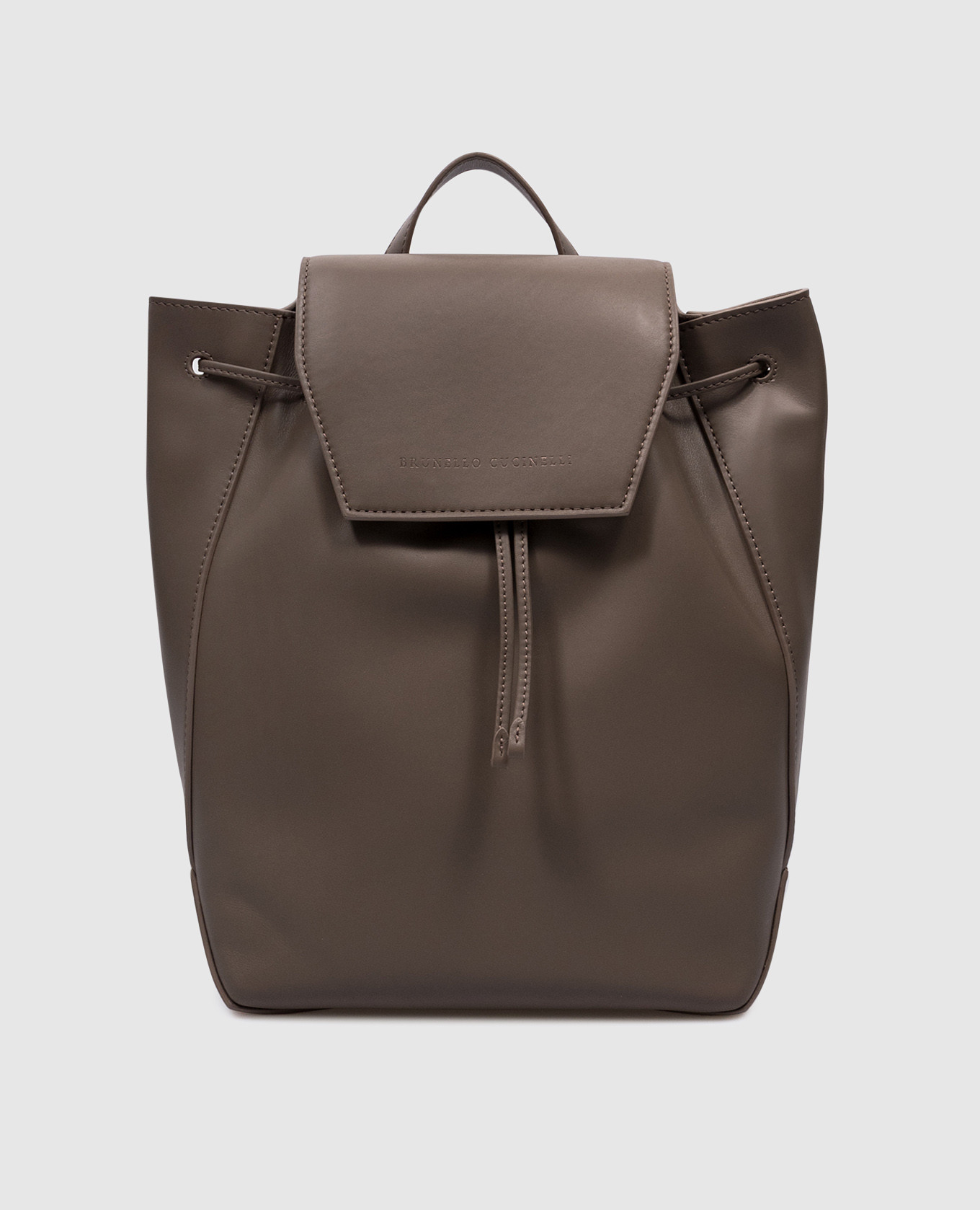 

Brown leather backpack with embossed logo Brunello Cucinelli