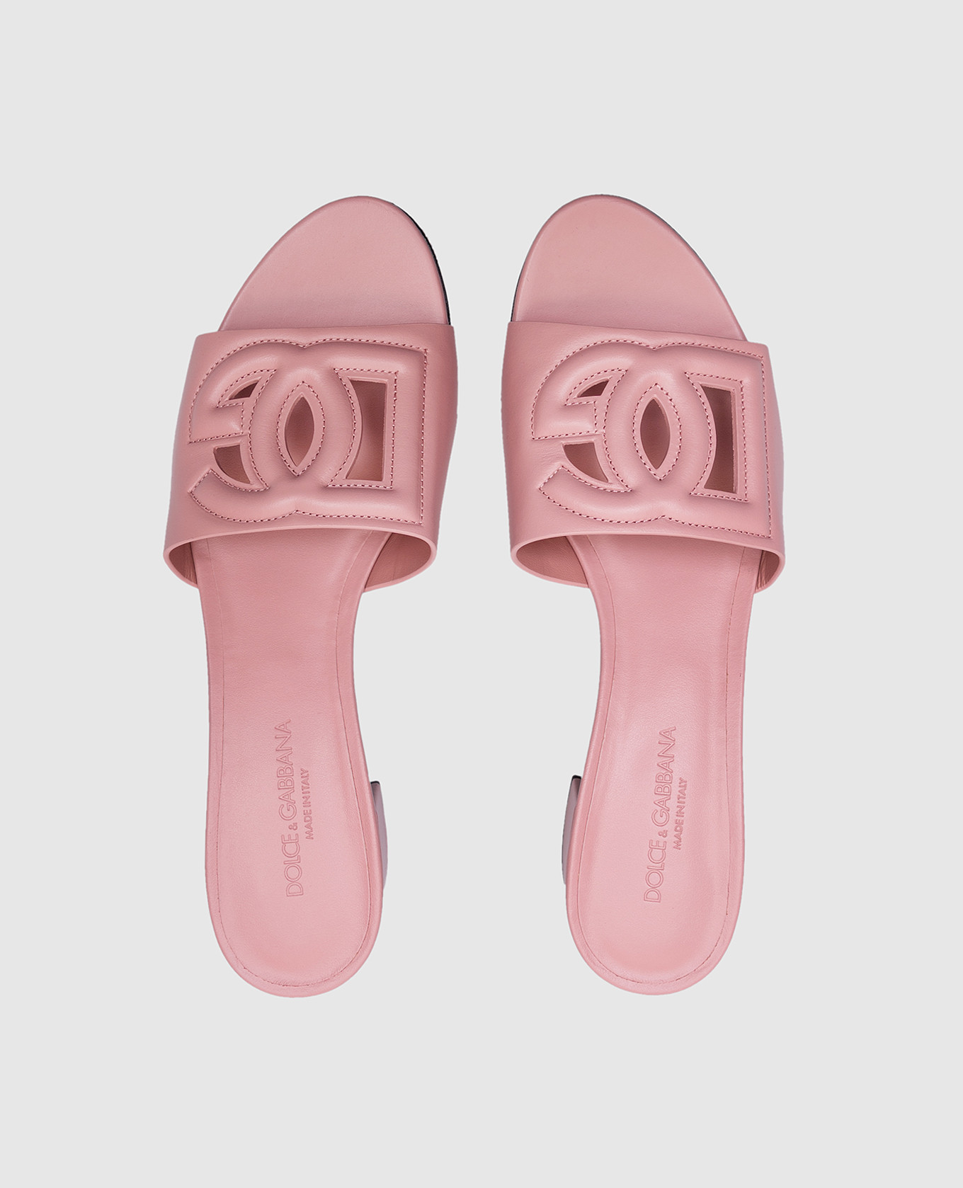 

Pink leather mules with logo Dolce&Gabbana