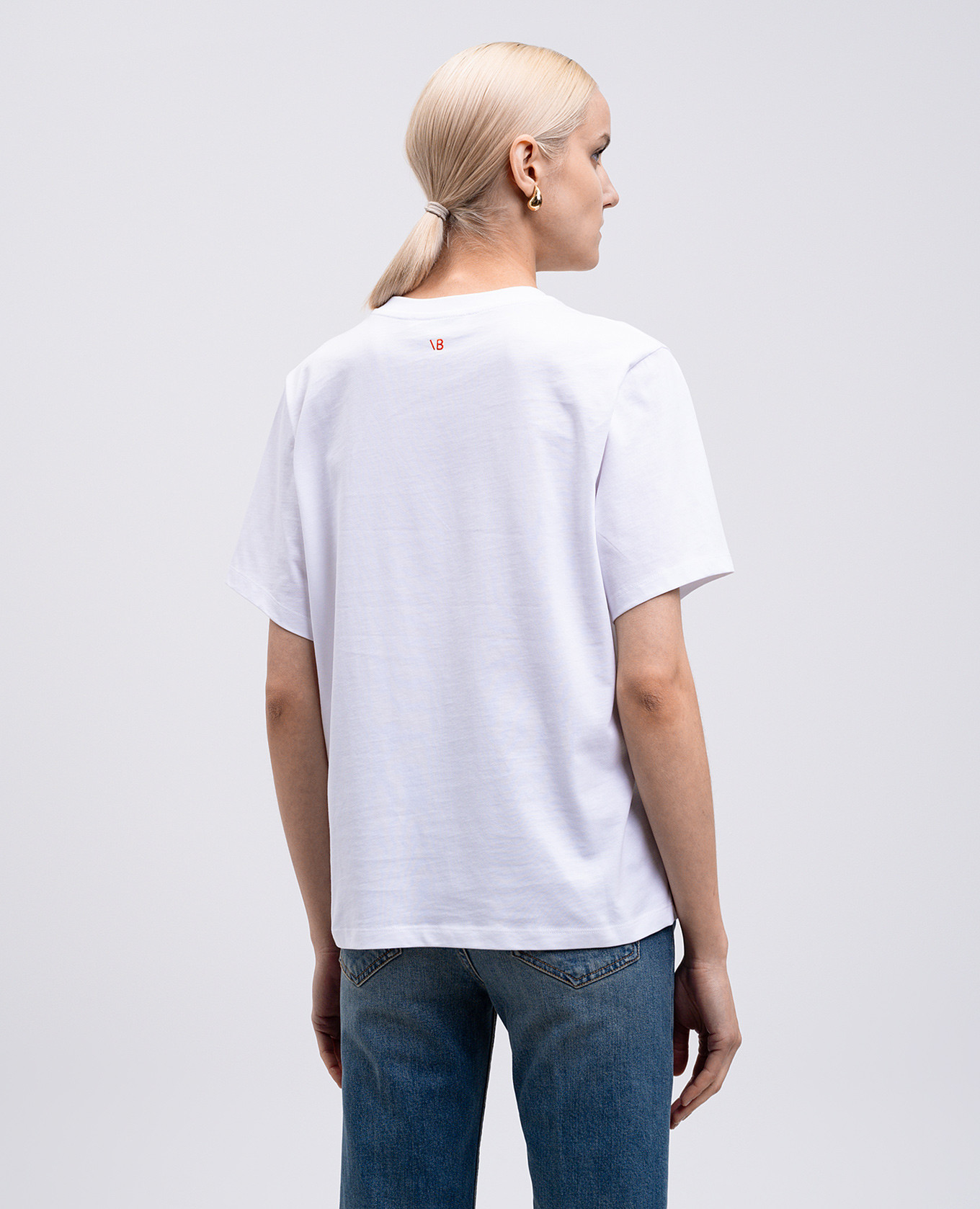 

White T-shirt with Chic print, No Victoria Beckham