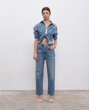 CITIZENS OF HUMANITY Delfina blue jeans with leather logo patch 2205B1078