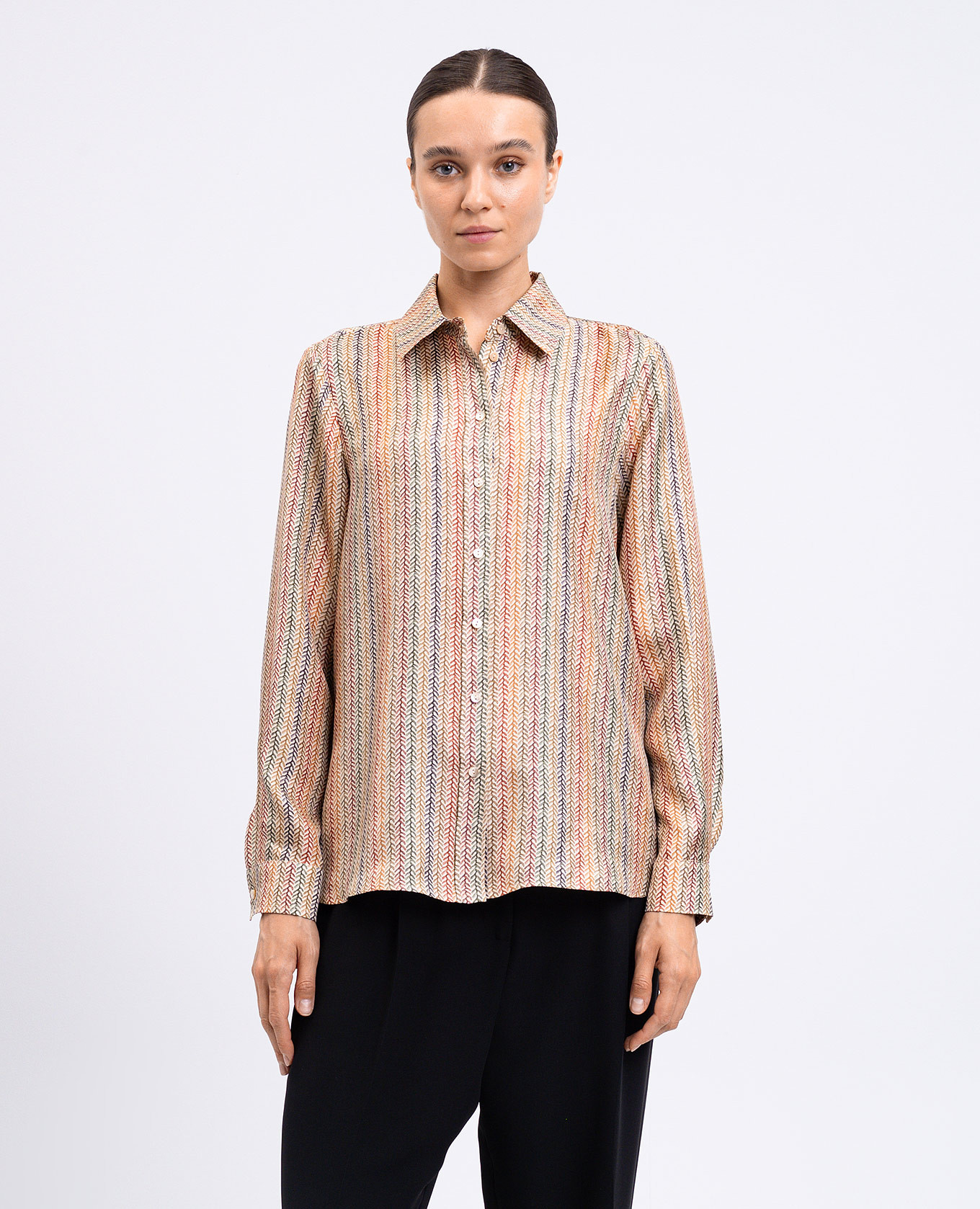 

Beige Arles printed silk blouse Momoni
