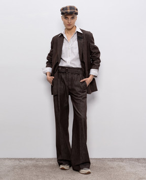 Brunello Cucinelli Brown jacket with brooch MB1257390P