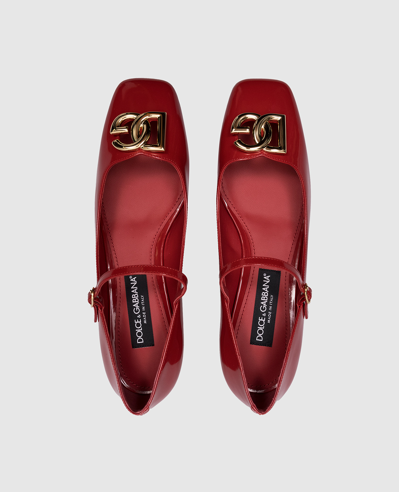 

Red leather glossy shoes with logo Dolce&Gabbana