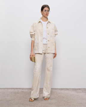 Twinset Beige jeans with floral print 251TT2206