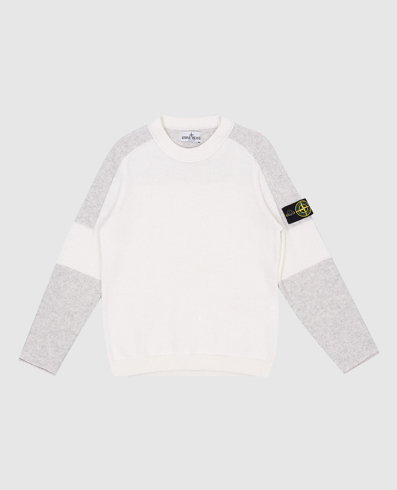 Kids white wool and cashmere jumper with logo patch Stone Island