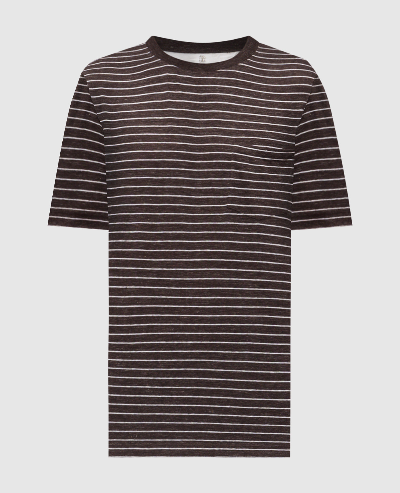 Brown striped linen T-shirt Brunello Cucinelli