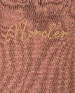 Moncler ENFANT Baby pink wool dress with logo embroidery J29549L00002M1241810