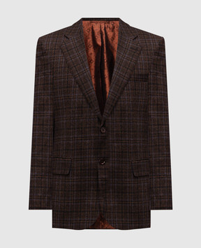 Stefano Ricci Brown checked wool jacket M1RF432000W0012T